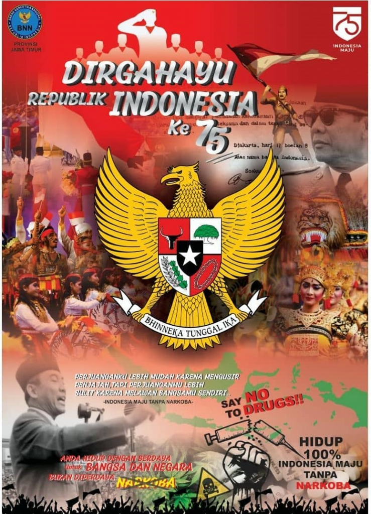 Dirgahayu Republik Indonesia ke 75, Hidup 100% Indonesia Maju Tanpa Narkoba