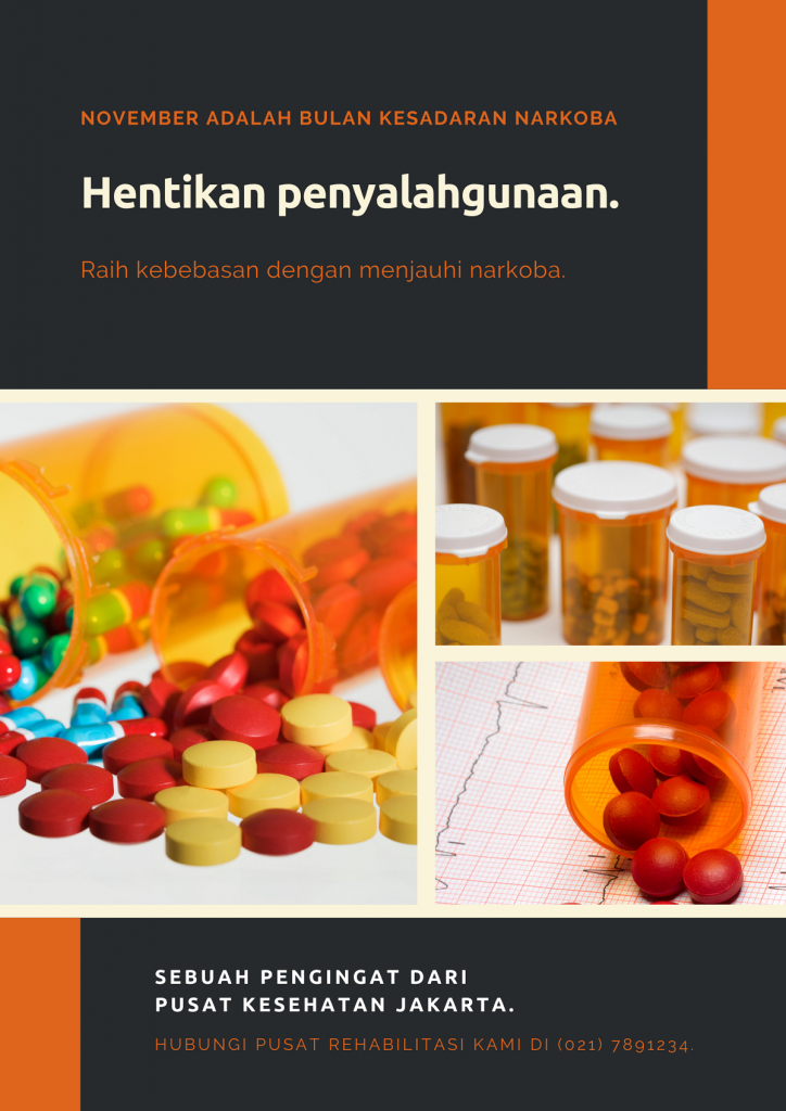 Template Poster Canva Kesadaran Narkoba Foto Kolase Hitam Oranye