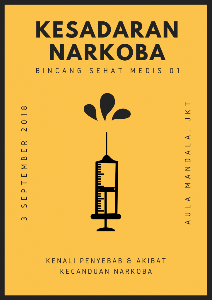 Template Poster Canva Kesadaran Narkoba Sederhana Bertepi Kuning dan Hitam