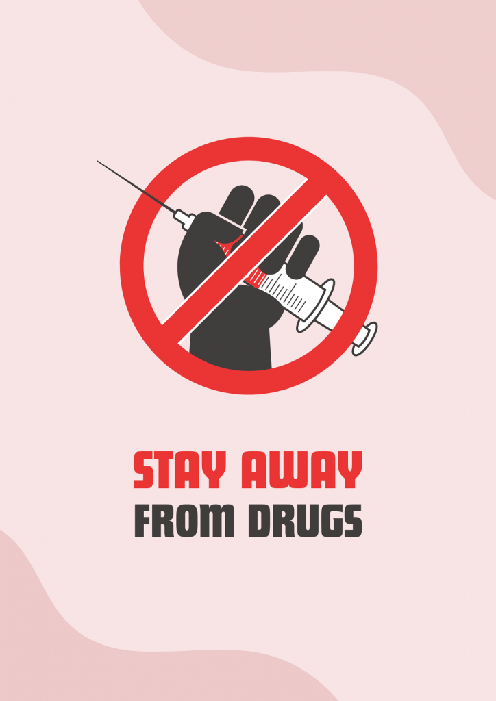 Template Poster Canva Red and Black Illustrated Anti Drug Poster